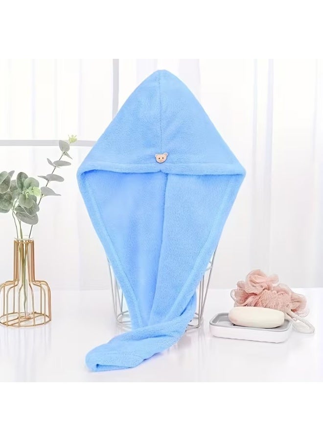 BYFT Spring Blue Microfiber Hair Towel, Quick-Dry, 40 x 60 Cm Set of 01 - Image 1